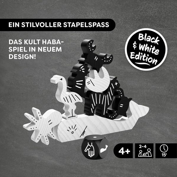 Produktbild: HABA 2014044001 - Tier auf Tier Black & White Edition, Stapelspiel, Balancierspiel