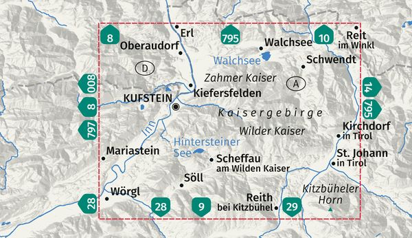 Produktbild: KOMPASS Wanderkarte 09 Kufstein, Walchsee, St. Johann in Tirol 1:25.000