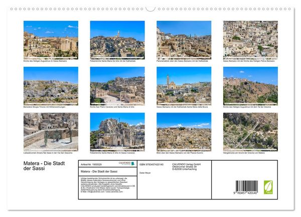 Produktbild: Matera - Die Stadt der Sassi (hochwertiger Premium Wandkalender 2026 DIN A2 quer), Kunstdruck in Hochglanz