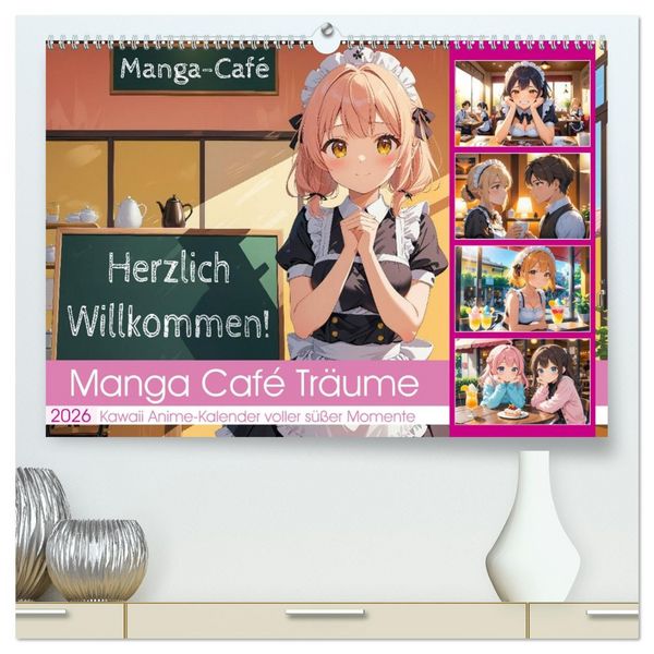 Produktbild: Manga Caf&eacute; Tr&auml;ume - Kawaii Anime-Kalender voller s&uuml;&szlig;er Momente (hochwertiger Premium Wandkalender 2026 DIN A2 quer), Kunstdruck in Hochglanz
