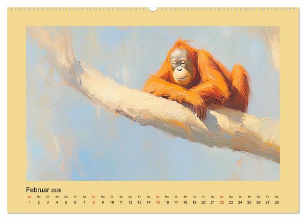 Produktbild: Majest&auml;tische Menschenaffen. Faszinierende Wesen in kunstvoller &Ouml;loptik (Wandkalender 2026 DIN A2 quer), CALVENDO Monatskalender