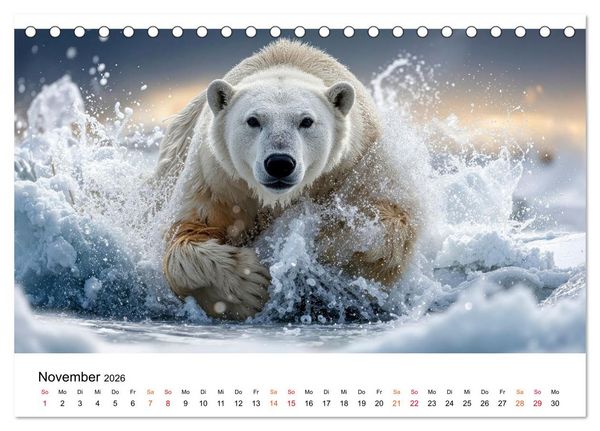 Produktbild: Eisb&auml;ren - die Stimme der Wildnis (Tischkalender 2026 DIN A5 quer), CALVENDO Monatskalender