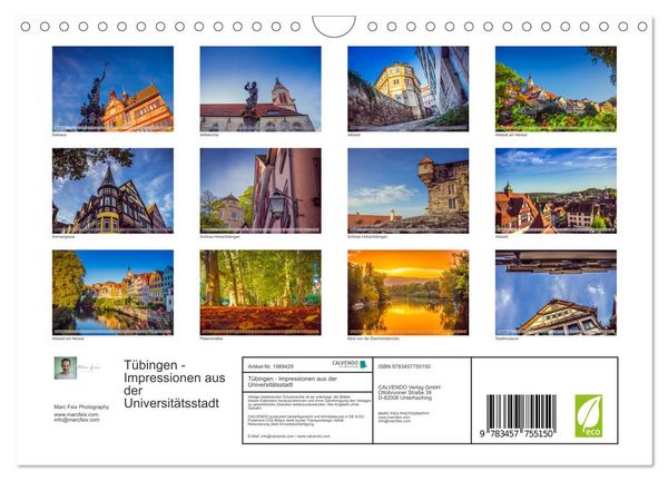 Produktbild: T&uuml;bingen - Impressionen aus der Universit&auml;tsstadt (Wandkalender 2026 DIN A4 quer), CALVENDO Monatskalender