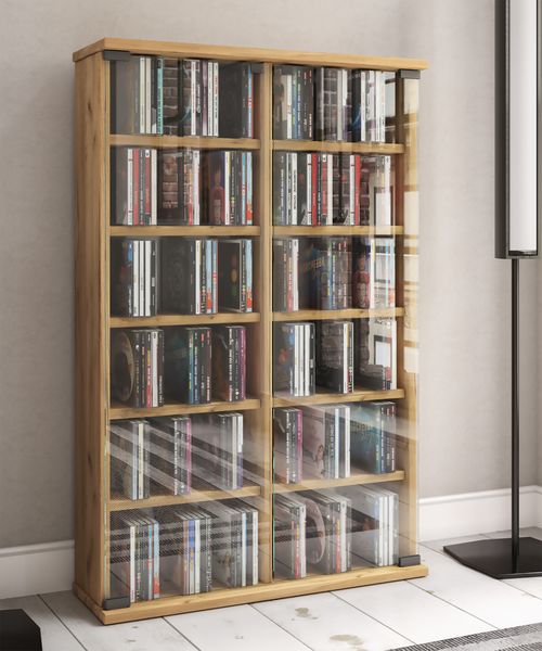 Produktbild: Holz CD DVD Stand Regal Schrank Roma Glast&uuml;r