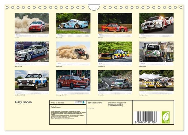 Produktbild: Rally Ikonen (Wandkalender 2026 DIN A4 quer), CALVENDO Monatskalender