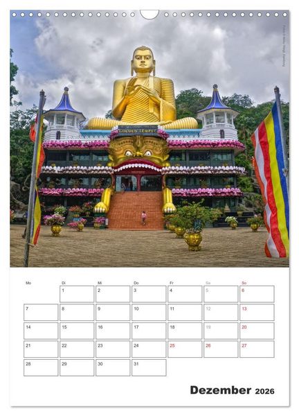 Produktbild: Sri Lanka 2026 - Exotisches Paradies - Jahresplaner (Wandkalender 2026 DIN A3 hoch), CALVENDO Monatskalender