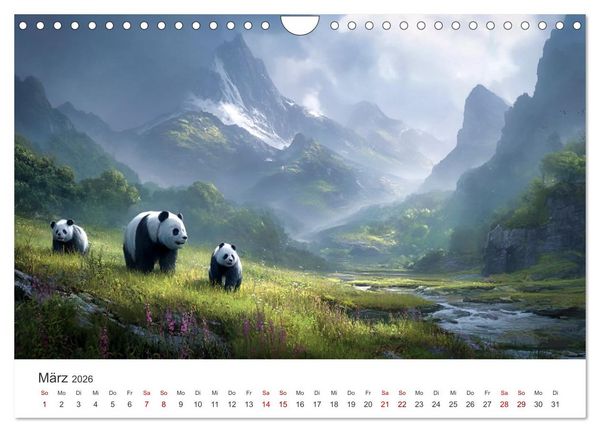 Produktbild: Schwarz auf Wei&szlig; - Der Panda-Kalender (Wandkalender 2026 DIN A4 quer), CALVENDO Monatskalender