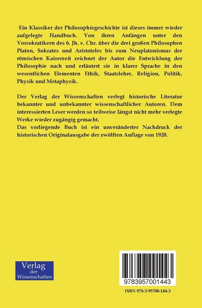Produktbild: Grundriss der Geschichte der griechischen Philosophie