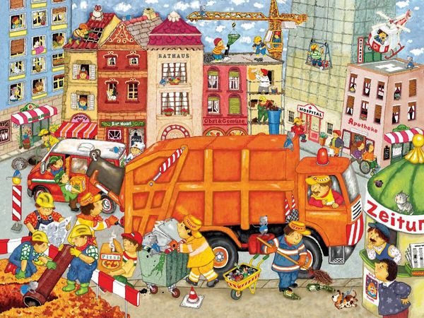 Produktbild: CALVENDO Puzzle Das M&uuml;llauto kommt | 1000 Teile Lege-Gr&ouml;&szlig;e 64x48cm Foto-Puzzle f&uuml;r gl&uuml;ckliche Stunden