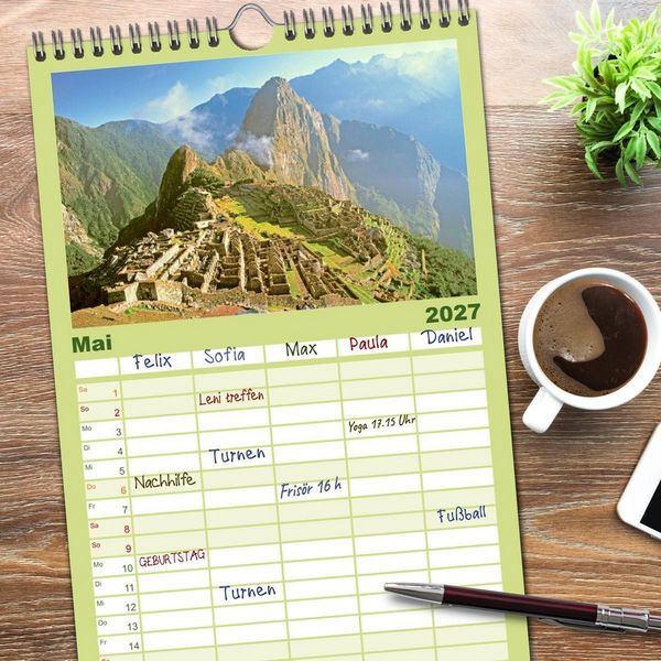 Produktbild: Familienplaner 2027 - Peru: Natur mit Geschichte mit 5 Spalten (Wandkalender, 21 x 45 cm) CALVENDO