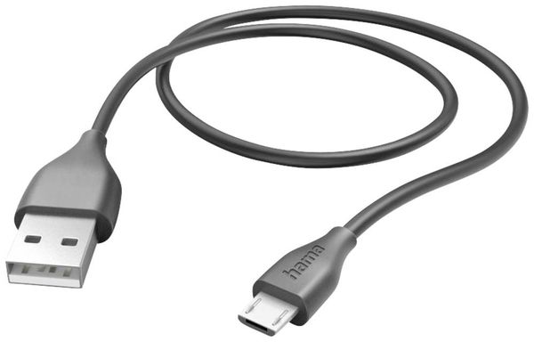 Hama USB-Ladekabel USB 2.0 USB-A Stecker, USB-Micro-B Stecker 1.50m Schwarz 00201586