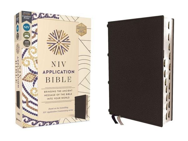 Produktbild: NIV Application Bible, Genuine Leather, Calfskin, Black, Red Letter, Thumb Indexed, Comfort Print