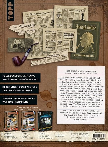 Produktbild: Crime Files &ndash; Fallakte: Sherlocks Zeitungsarchiv. Der geniale Krimi-Adventskalender