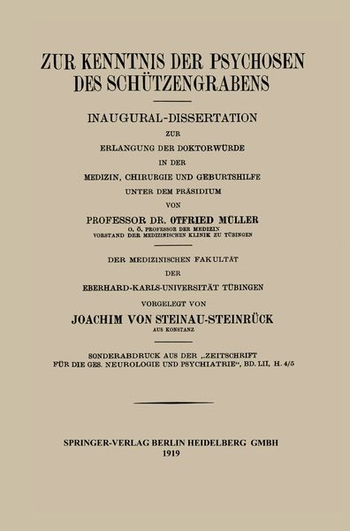 Produktbild: Zur Kenntnis der Psychosen des Sch&uuml;tzengrabens