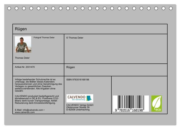 Produktbild: R&uuml;gen (Tischkalender 2026 DIN A5 quer), CALVENDO Monatskalender