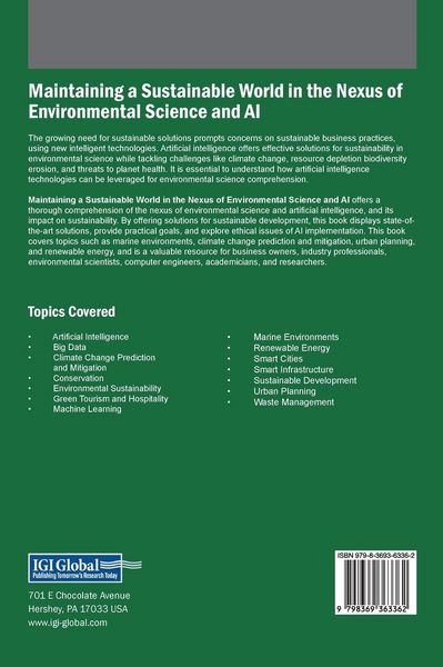 Produktbild: Maintaining a Sustainable World in the Nexus of Environmental Science and AI