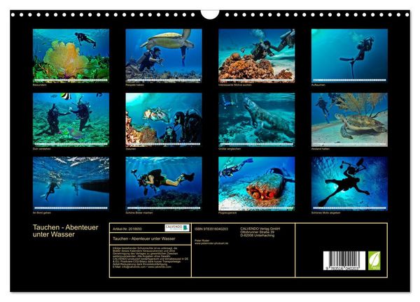 Produktbild: Tauchen - Abenteuer unter Wasser (Wandkalender 2026 DIN A3 quer), CALVENDO Monatskalender