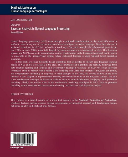 Produktbild: Bayesian Analysis in Natural Language Processing, Second Edition