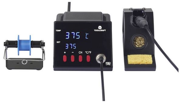 Produktbild: TOOLCRAFT TO-8962 ESD L&ouml;tstation digital 70W 480&deg;C (max) inkl. L&ouml;tspitze