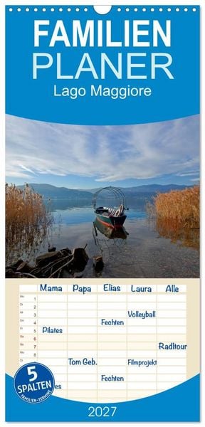 Produktbild: Familienplaner 2027 - Lago Maggiore mit 5 Spalten (Wandkalender, 21 x 45 cm) CALVENDO