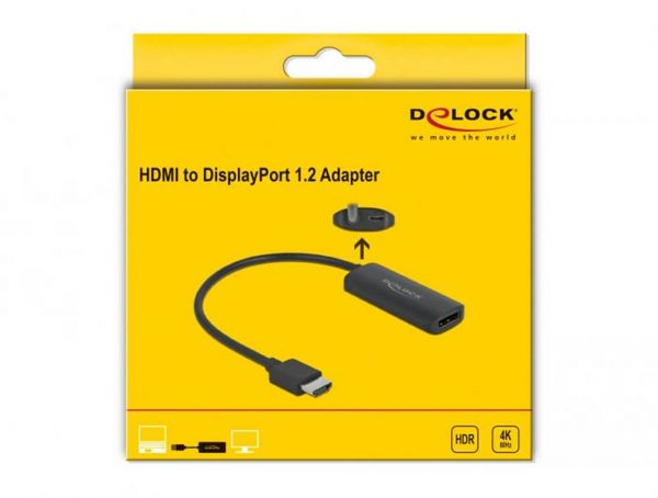 Produktbild: Delock 63206 HDMI / USB-Micro-B / DisplayPort Adapter [1x HDMI-Stecker - 1x DisplayPort Buchse, Micro USB] Schwarz 0.24 m