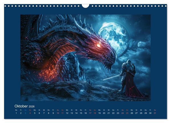 Produktbild: Drachenkrieger (Wandkalender 2026 DIN A3 quer), CALVENDO Monatskalender
