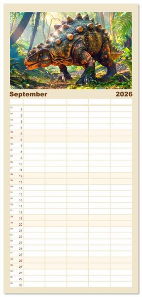 Produktbild: Familienplaner 2026 - Vergessene Wunder - Ein Jahr mit ausgestorbenen Tieren mit 5 Spalten (Wandkalender, 21 x 45 cm) CALVENDO