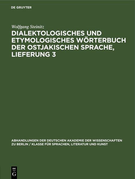 Produktbild: Dialektologisches und etymologisches W&ouml;rterbuch der ostjakischen Sprache, Lieferung 3
