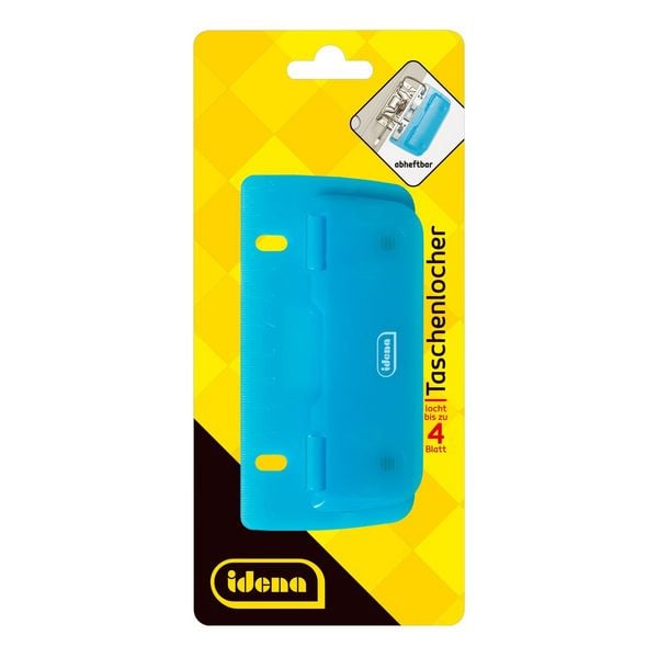 Produktbild: Idena Taschenlocher bis 4 Blatt aus Kunststoff blau