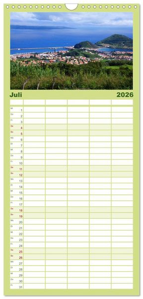 Produktbild: Familienplaner 2026 - Azoren - Ein Naturerlebnis mit 5 Spalten (Wandkalender, 21 x 45 cm) CALVENDO
