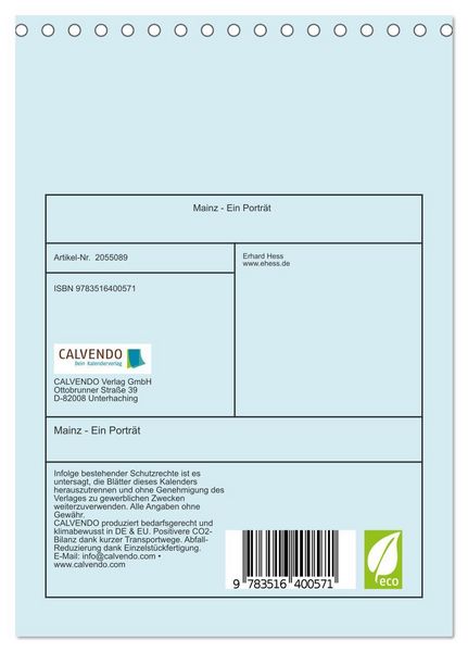 Produktbild: Mainz - Ein Portr&auml;t (Tischkalender 2026 DIN A5 hoch), CALVENDO Monatskalender