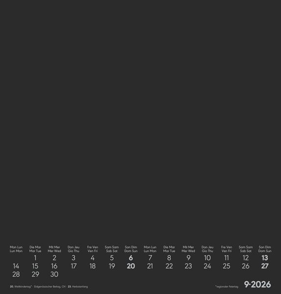 Produktbild: Kreativ-Kalender schwarz 2026 - 21x22 cm - Foto, Malen, Basteln - datiert - Kreativkalender - Foto-Kalender - Alpha Edition