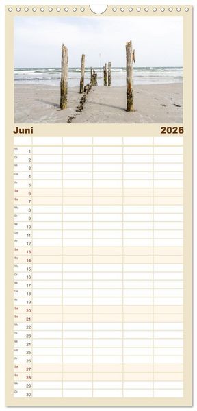 Produktbild: Familienplaner 2026 - Urlaubsparadies Insel R&uuml;gen mit 5 Spalten (Wandkalender, 21 x 45 cm) CALVENDO