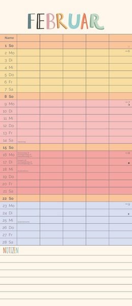 Produktbild: Unser buntes Jahr 2026 Familienplaner - Terminkalender - Familienkalender - 19,5x45