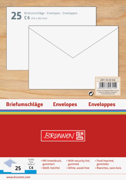 Produktbild: Brunnen Briefumschlag C6 gumm. ws