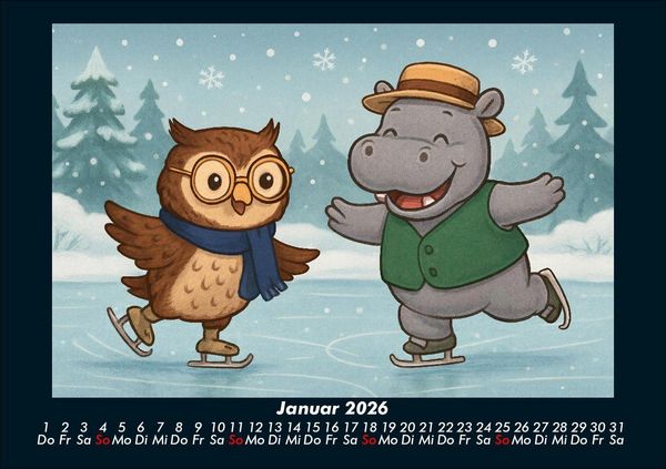 Produktbild: Ollie & Sash - Sportliche Abenteuer 2026 Fotokalender DIN A5