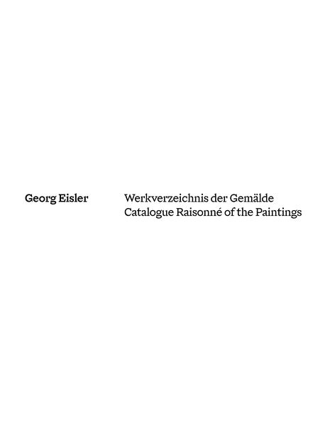 Produktbild: Georg Eisler. Werkverzeichnis der Gem&auml;lde