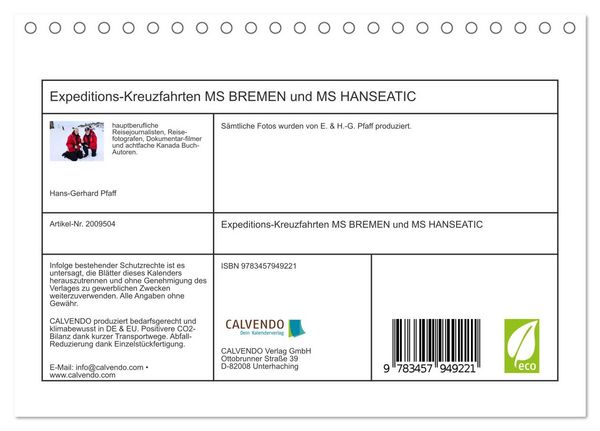 Produktbild: Expeditions-Kreuzfahrten MS BREMEN und MS HANSEATIC (Tischkalender 2026 DIN A5 quer), CALVENDO Monatskalender