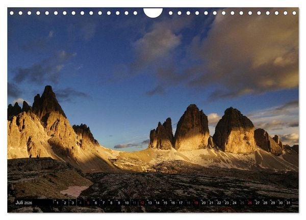 Produktbild: Die Drei Zinnen - Unesco Weltnaturerbe (Wandkalender 2026 DIN A4 quer), CALVENDO Monatskalender