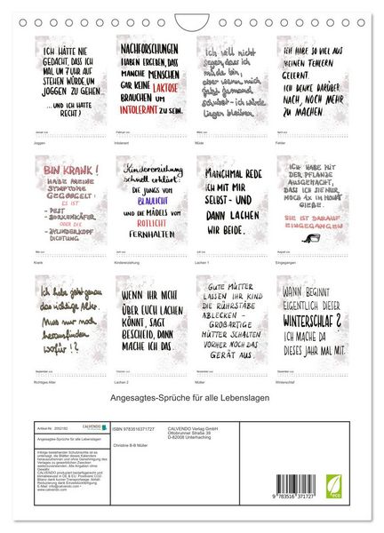 Produktbild: Angesagtes-Spr&uuml;che f&uuml;r alle Lebenslagen (Wandkalender 2026 DIN A4 hoch), CALVENDO Monatskalender