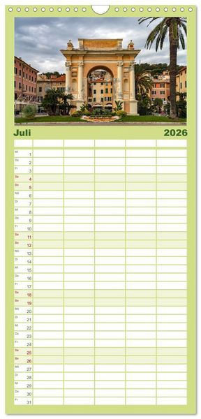 Produktbild: Familienplaner 2026 - Die Italienische Riviera - Ligurien mit 5 Spalten (Wandkalender, 21 x 45 cm) CALVENDO