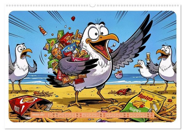 Produktbild: Gierige M&ouml;wen - Comic (hochwertiger Premium Wandkalender 2027 DIN A2 quer), Kunstdruck in Hochglanz