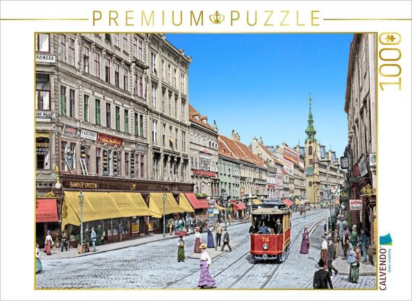Produktbild: CALVENDO Puzzle Wien - Mariahilferstra&szlig;e 1908 (Koloration aus Schwarzwei&szlig;fotografie) | 1000 Teile Lege-Gr&ouml;&szlig;e 64x48cm Foto-Puzzle f&uuml;r gl&uuml;ckliche Stunde
