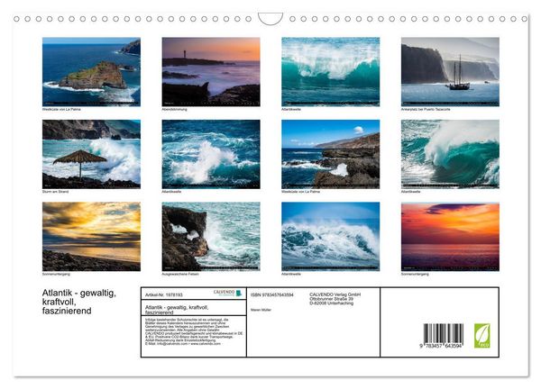 Produktbild: Atlantik - gewaltig, kraftvoll, faszinierend (Wandkalender 2026 DIN A3 quer), CALVENDO Monatskalender