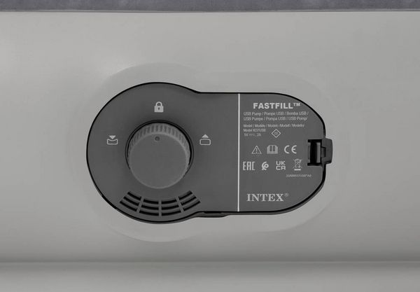 Produktbild: Intex 64112 TWIN DURA-BEAM PRESTIGE AIRBED W/FASTFILL USB PUMP Luftbett (L x B x H) 1910 x 990 x 300 mm Grau
