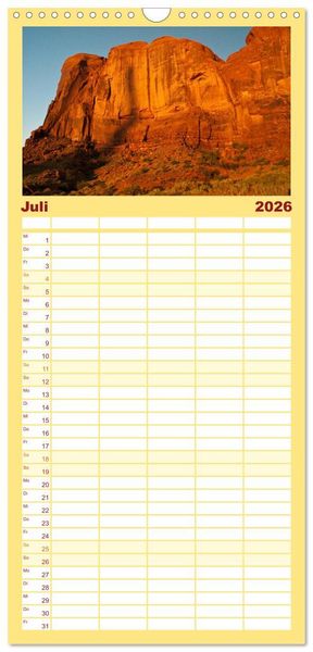 Produktbild: Familienplaner 2026 - Monument Valley mit 5 Spalten (Wandkalender, 21 x 45 cm) CALVENDO