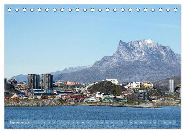 Produktbild: Gr&ouml;nland - Felsen, Eis und bunte H&auml;user (Tischkalender 2026 DIN A5 quer), CALVENDO Monatskalender