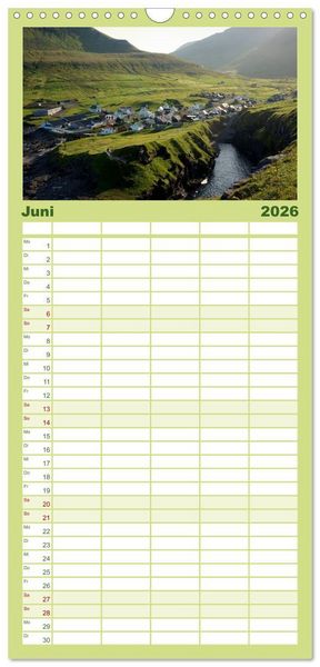Produktbild: Familienplaner 2026 - F&auml;r&ouml;er - Die wundersch&ouml;nen Inseln im Norden. mit 5 Spalten (Wandkalender, 21 x 45 cm) CALVENDO