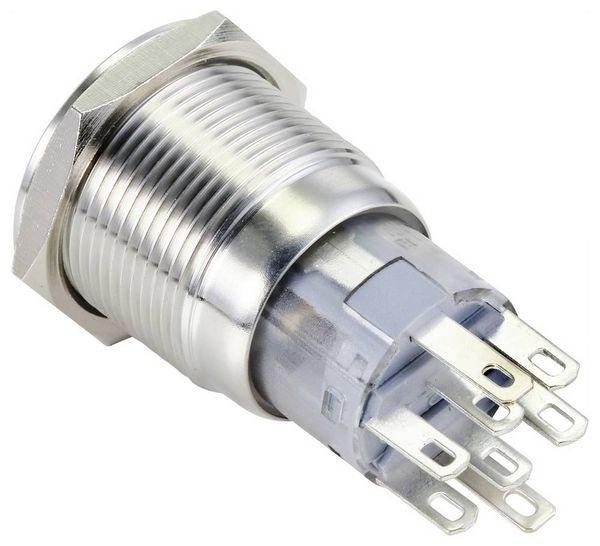 Produktbild: TRU COMPONENTS TC-13471352 Vandalismusgesch&uuml;tzter Druckschalter 250 V/AC 3 A 2 x Ein/(Ein) tastend Orange IP65 1 St.