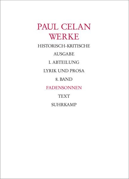 Produktbild: Werke. Historisch-kritische Ausgabe. I. Abteilung: Lyrik und Prosa
